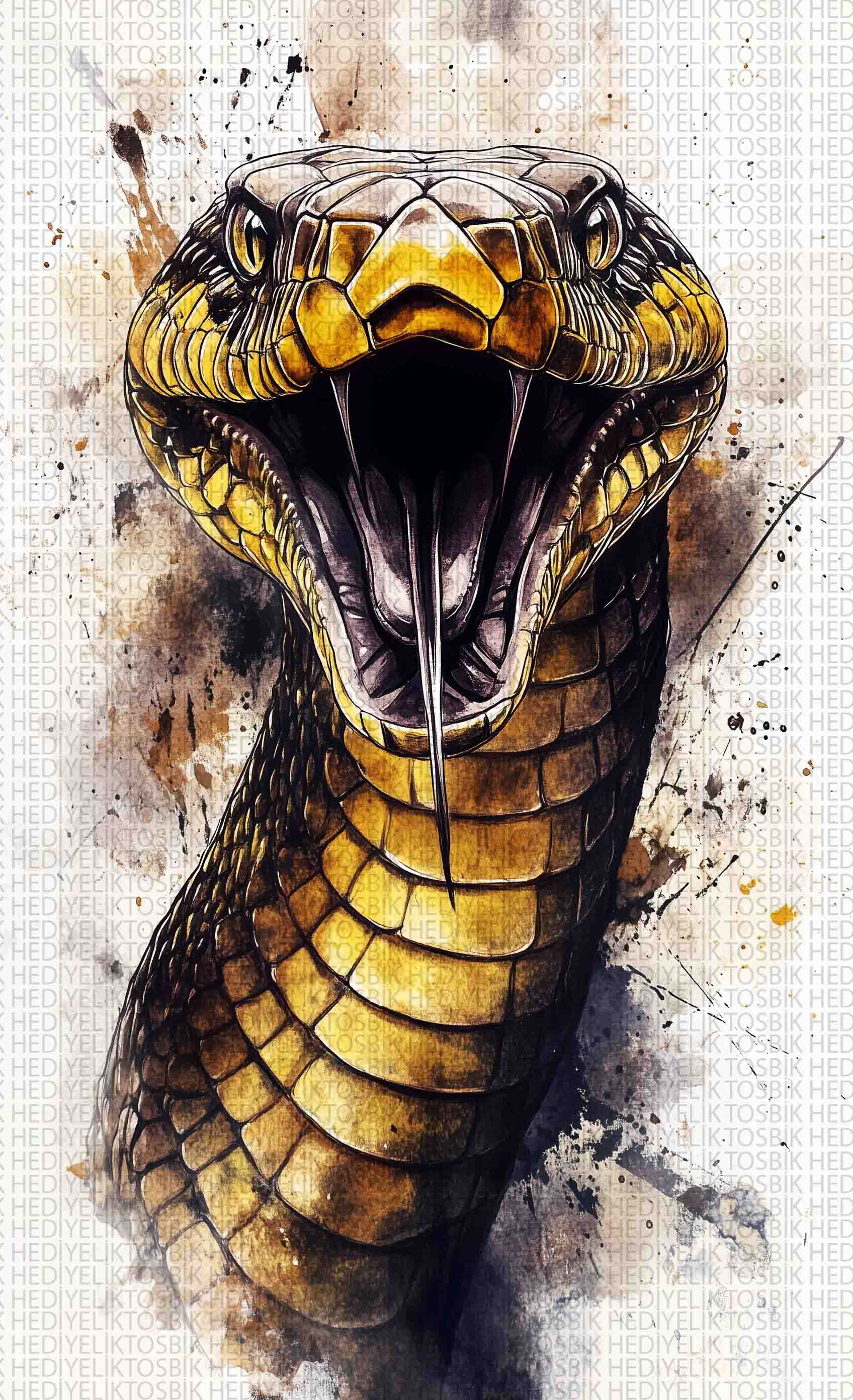 Viper Strike – Nostaljik Yılan Temalı Ahşap Poster