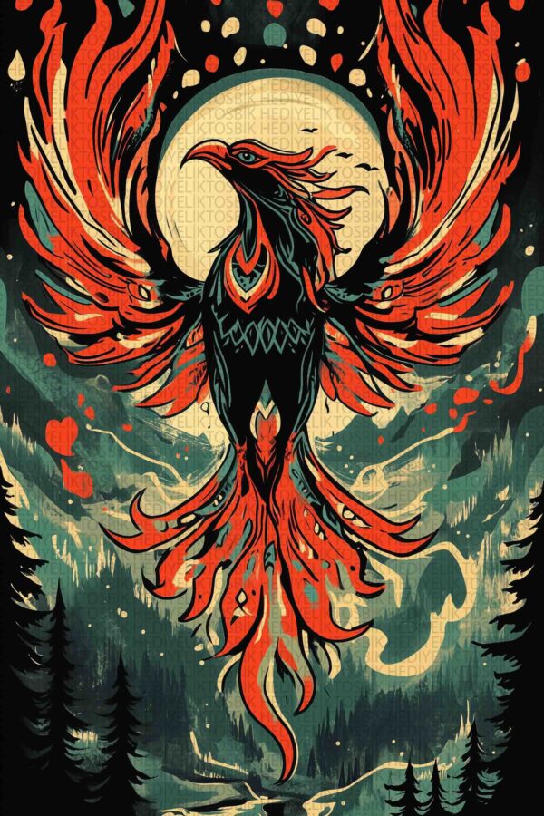 Phoenix Rise – Mitolojik Anka Kuşu Ahşap Poster