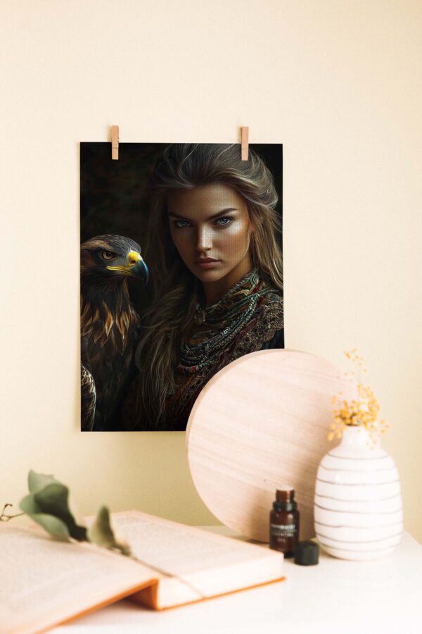 Falcon Spirit – Ortaçağ Temalı Ahşap Poster