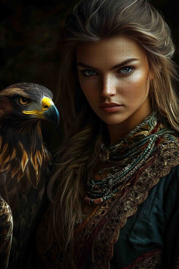Falcon Spirit – Ortaçağ Temalı Ahşap Poster