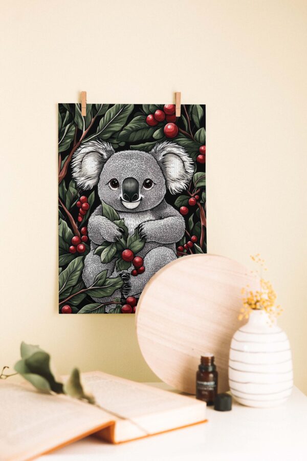 Sevimli Koala – Doğal Temalı Dekoratif Ahşap Poster