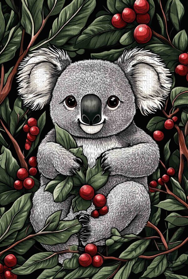 Sevimli Koala – Doğal Temalı Dekoratif Ahşap Poster