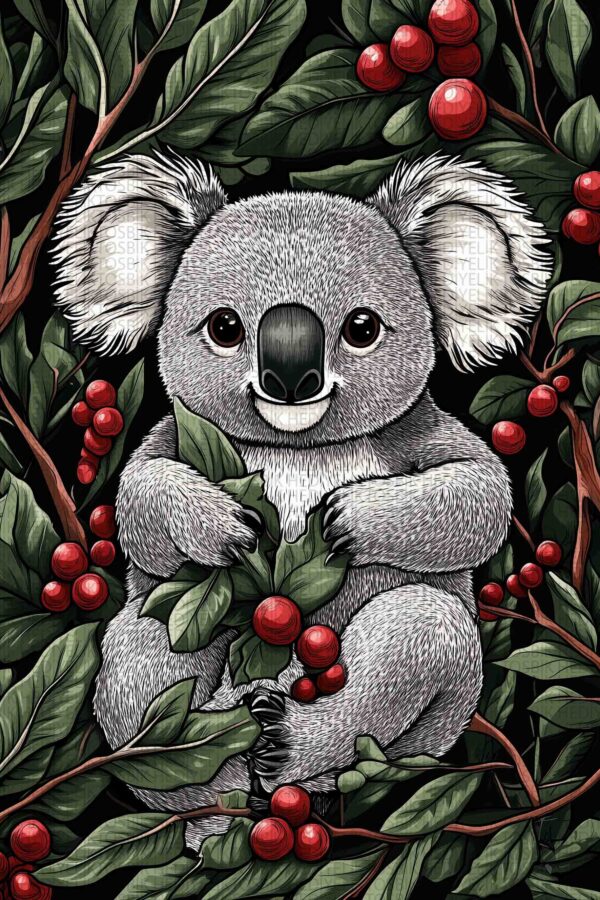 Sevimli Koala – Doğal Temalı Dekoratif Ahşap Poster