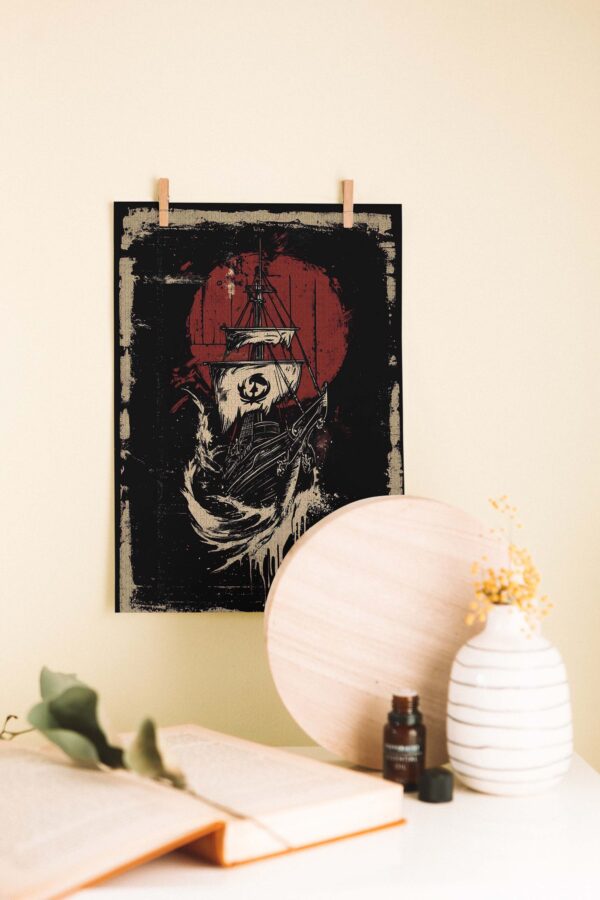 Gotik Korsan Gemisi – Retro Ahşap Poster