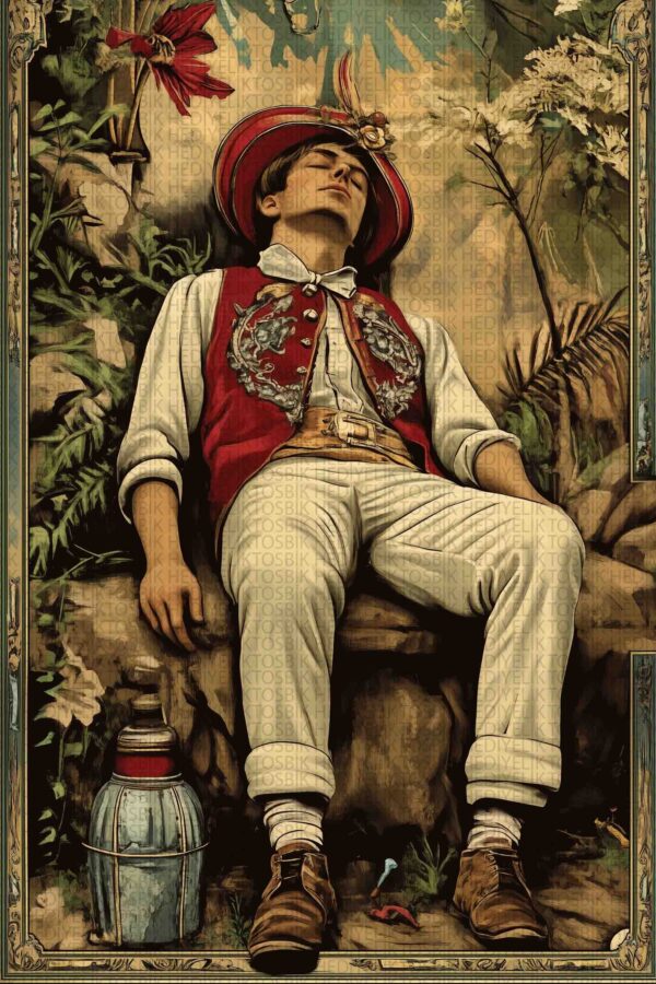 Doğada Dinlenme – Vintage Ahşap Poster