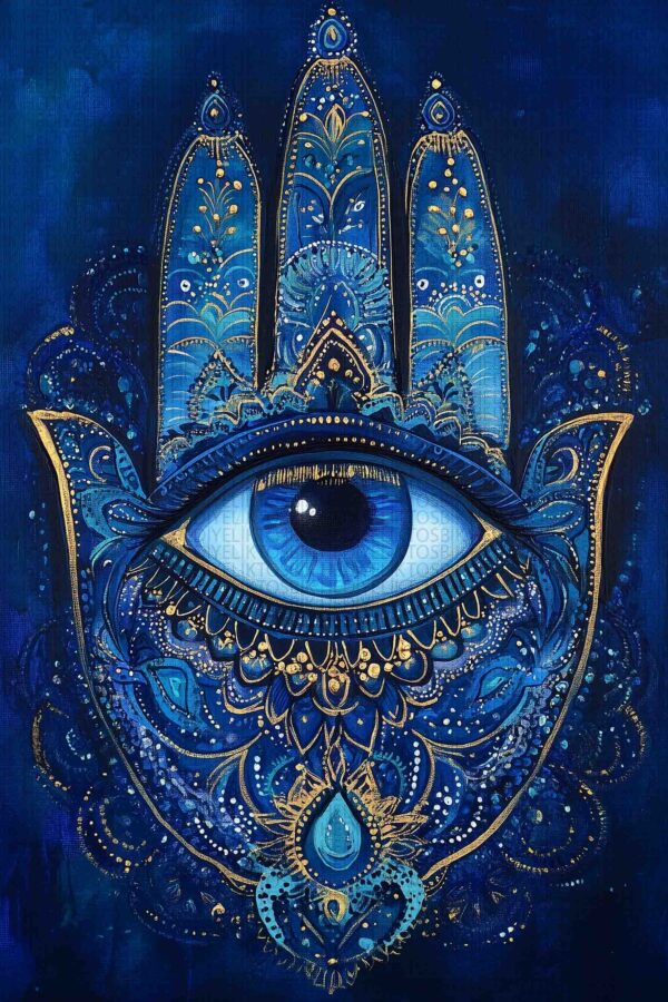 Hamsa ve Nazar – Spiritüel Ahşap Poster
