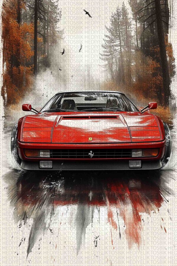 Red Power – Klasik Spor Araba Ahşap Poster