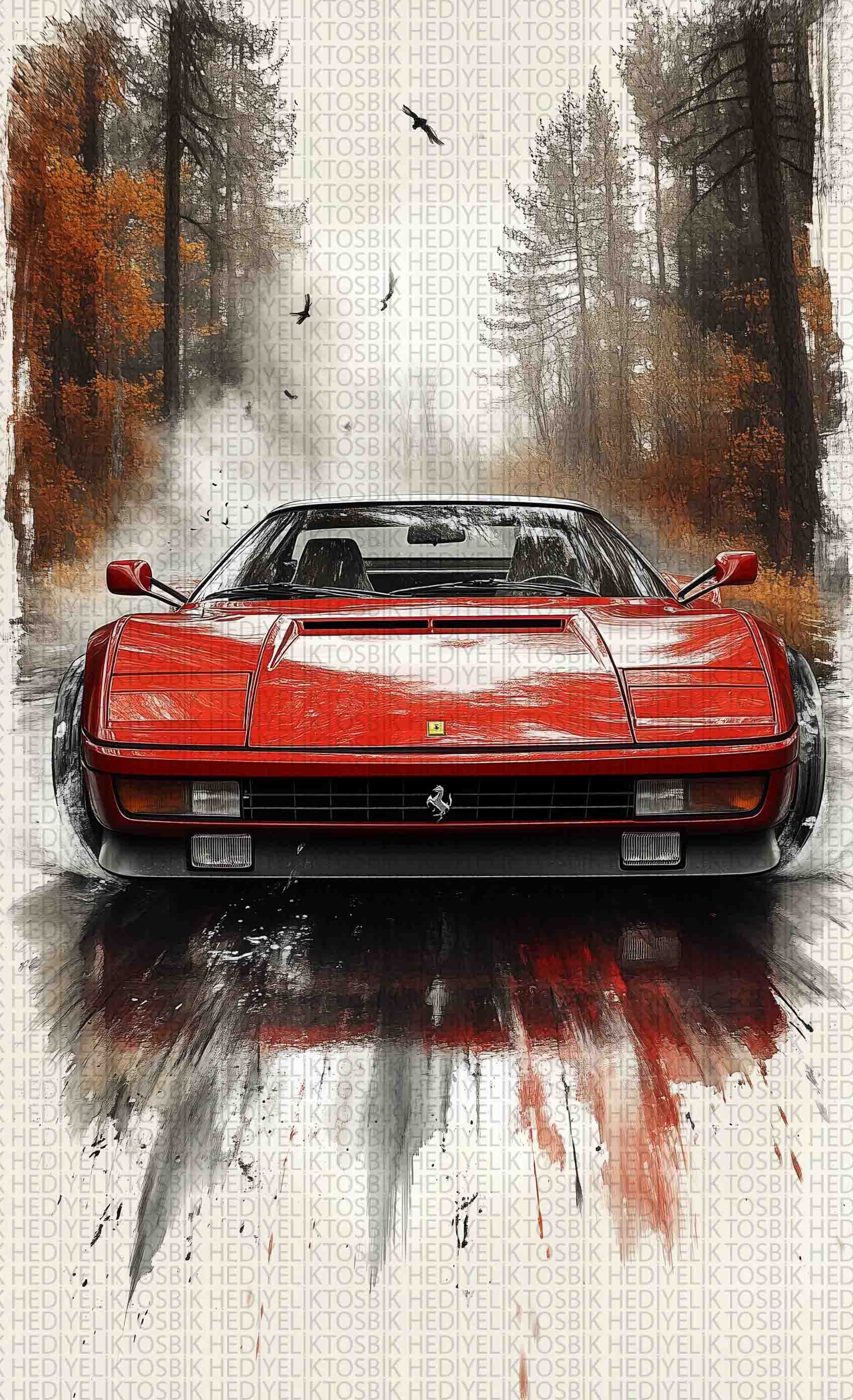 Red Power – Klasik Spor Araba Ahşap Poster