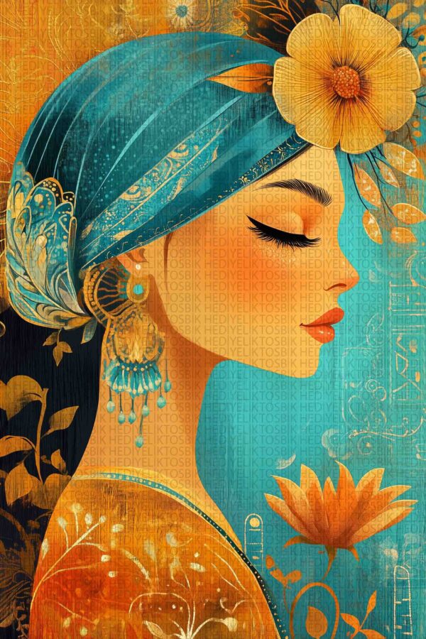 Oriental Grace – Kadın Silüetli Ahşap Poster