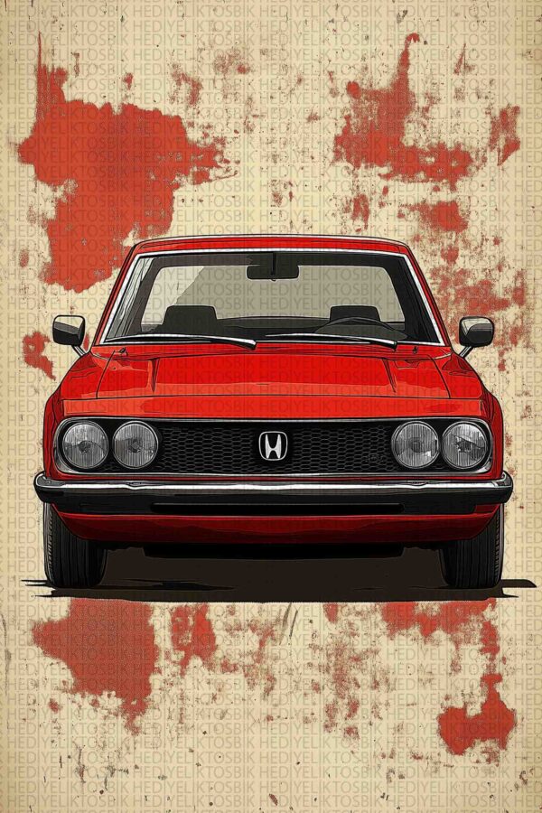 Retro Honda – Klasik Araba Desenli Ahşap Poster