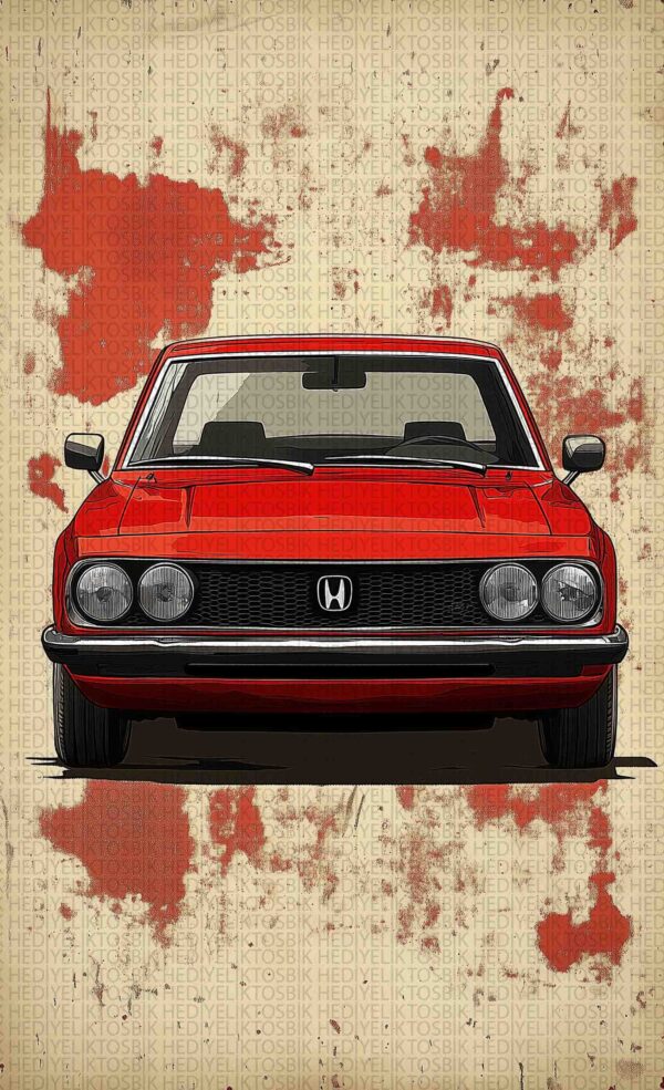 Retro Honda – Klasik Araba Desenli Ahşap Poster