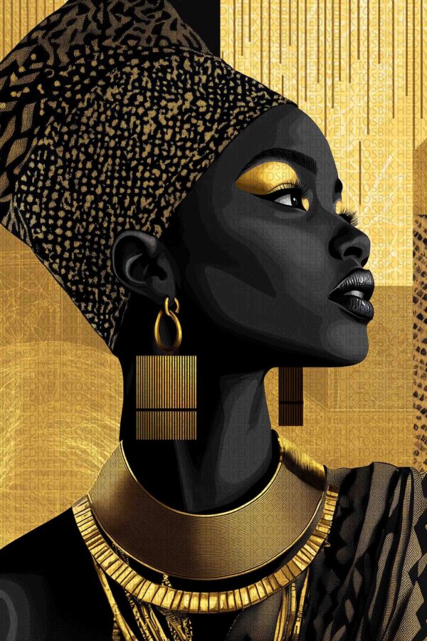 Gold Aura – Afrika Esintili Dekoratif Ahşap Poster