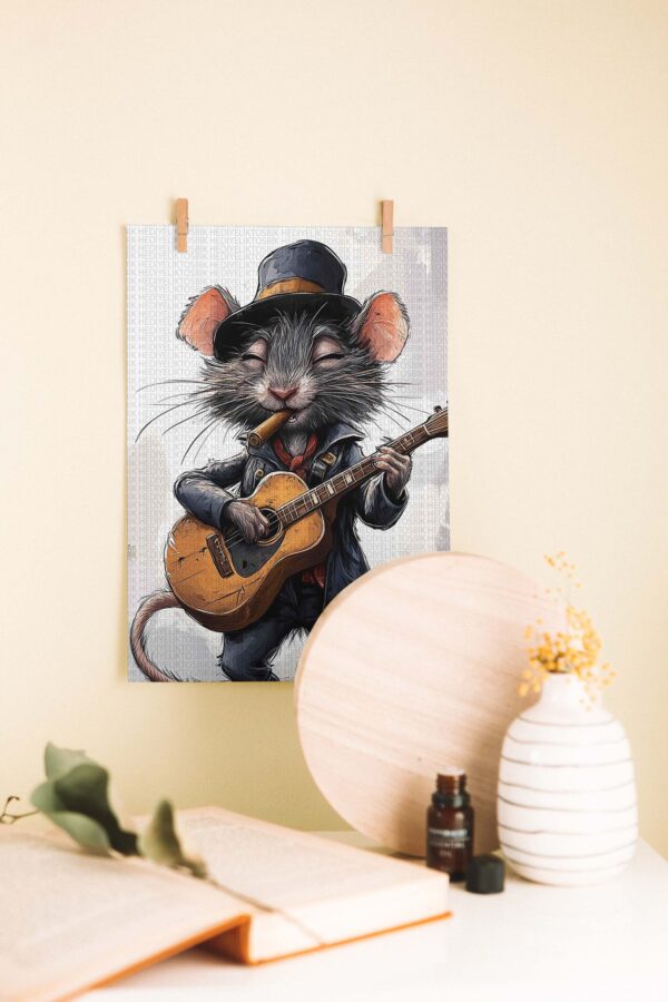 Jazz Mouse – Müzik Temalı Karikatür Ahşap Poster