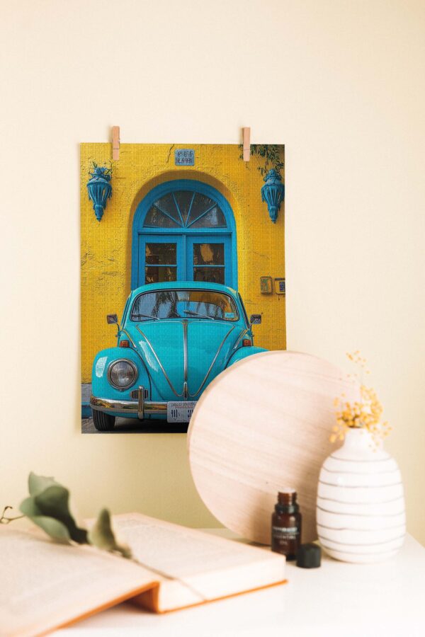 Retro Beetle – Vintage Arabalı Ahşap Poster