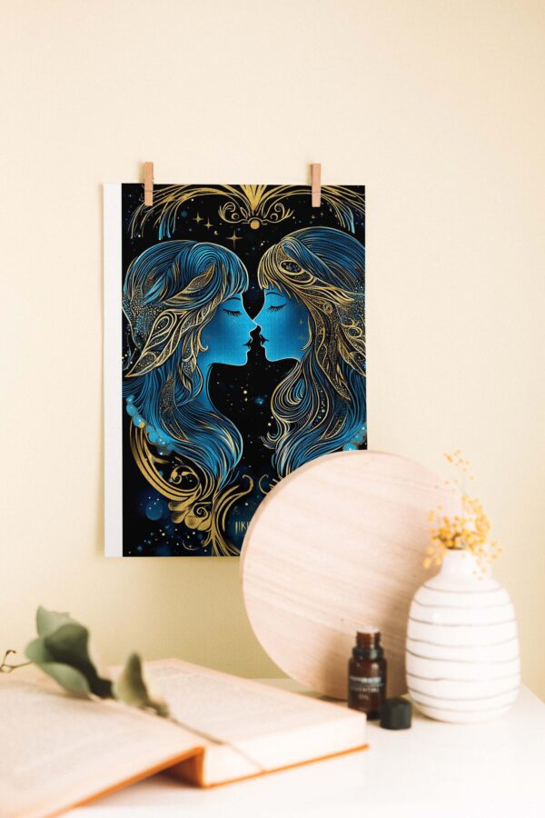 İkizler Burcu – Astroloji Temalı Dekoratif Ahşap Poster