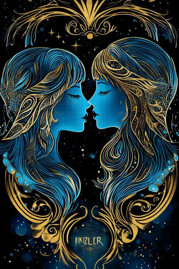 İkizler Burcu – Astroloji Temalı Dekoratif Ahşap Poster