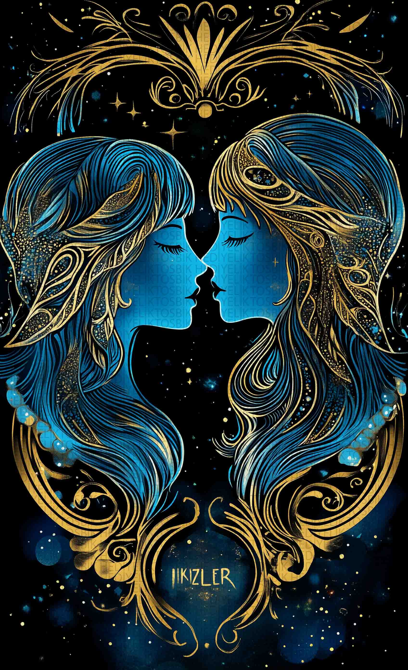 İkizler Burcu – Astroloji Temalı Dekoratif Ahşap Poster