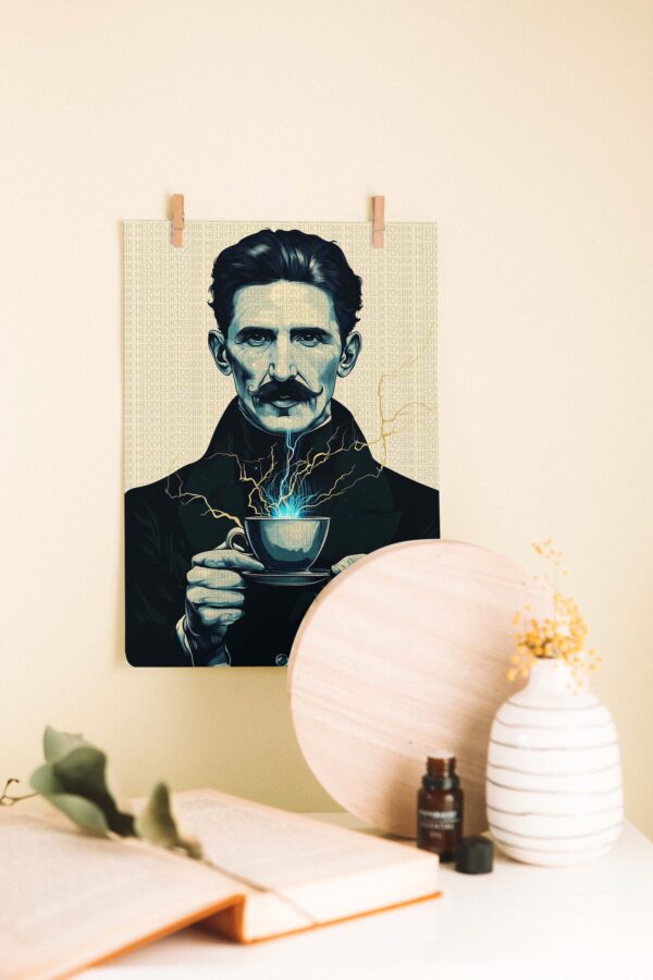Nikola Tesla – Retro Bilim Temalı Ahşap Poster
