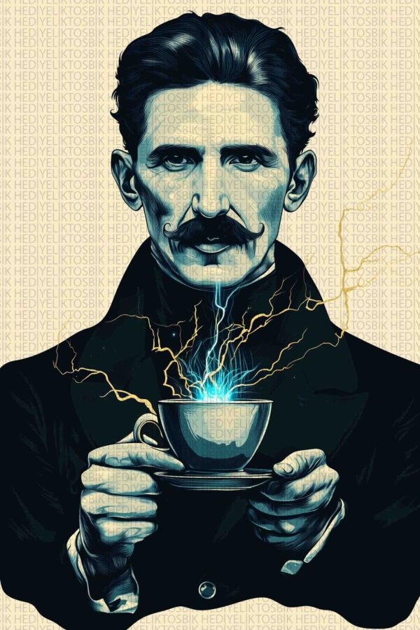Nikola Tesla – Retro Bilim Temalı Ahşap Poster
