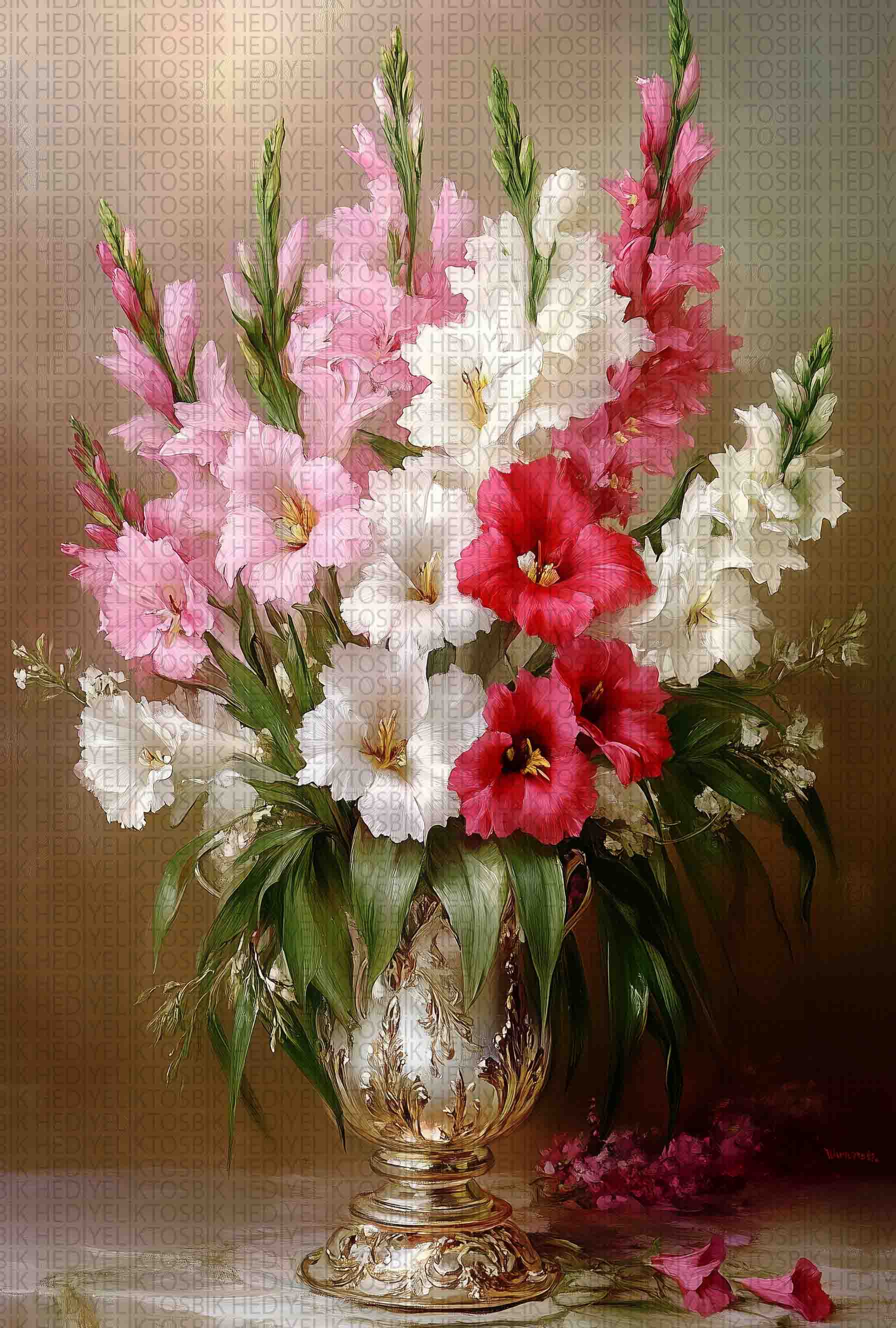 Royal Bloom – Klasik Çiçek Temalı Ahşap Poster