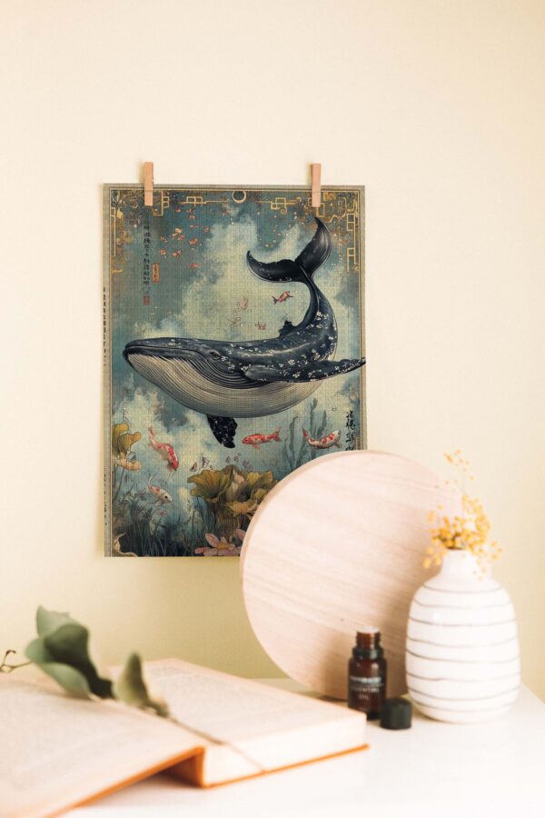 Ocean Blossom – Doğu Esintili Sanatsal Ahşap Poster