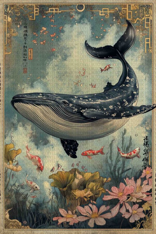 Ocean Blossom – Doğu Esintili Sanatsal Ahşap Poster