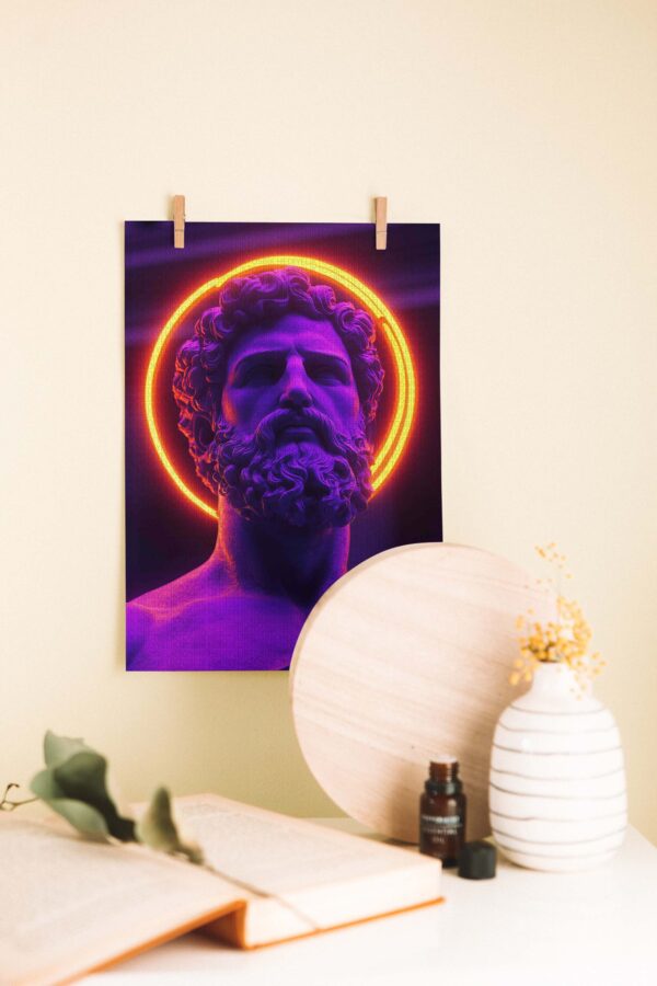 Neon Titan – Retro Futuristik Ahşap Poster