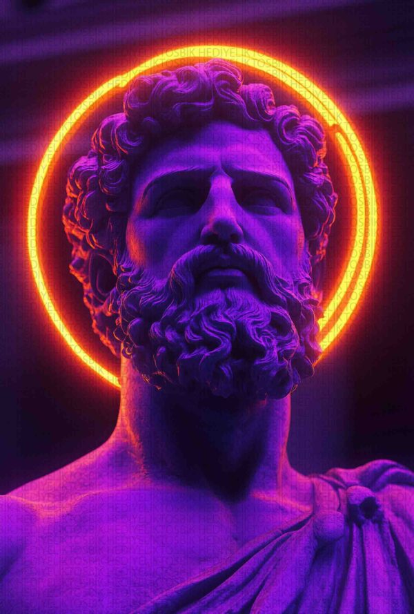 Neon Titan – Retro Futuristik Ahşap Poster