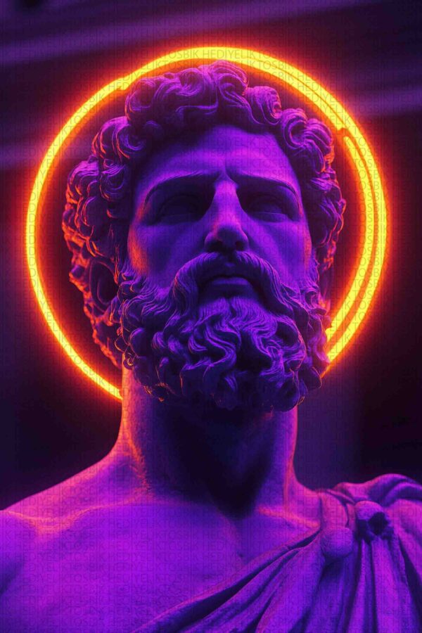 Neon Titan – Retro Futuristik Ahşap Poster
