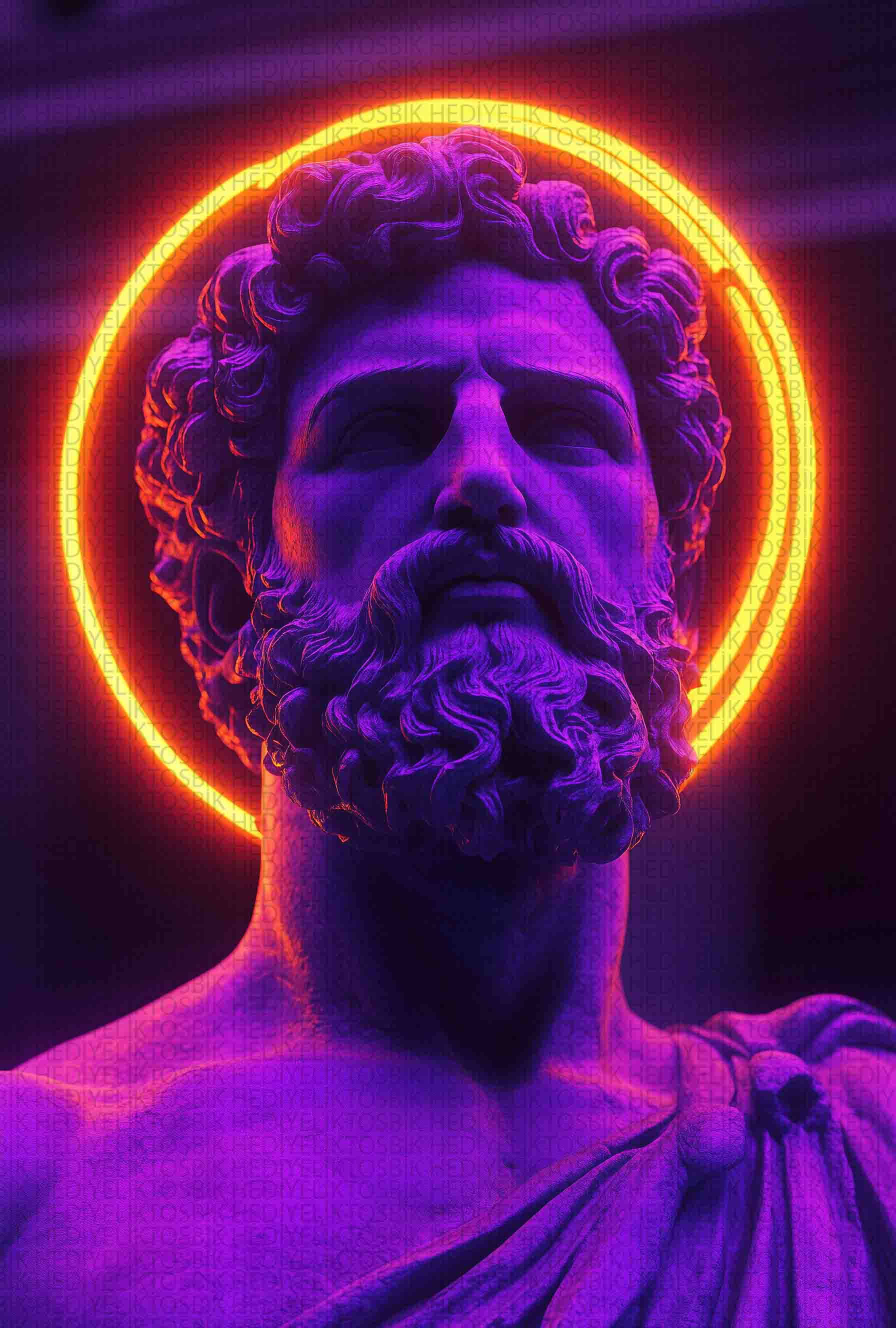 Neon Titan – Retro Futuristik Ahşap Poster