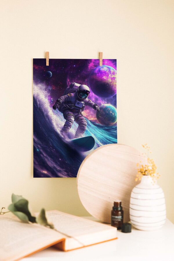 Galactic Surfer – Kozmik Ahşap Poster