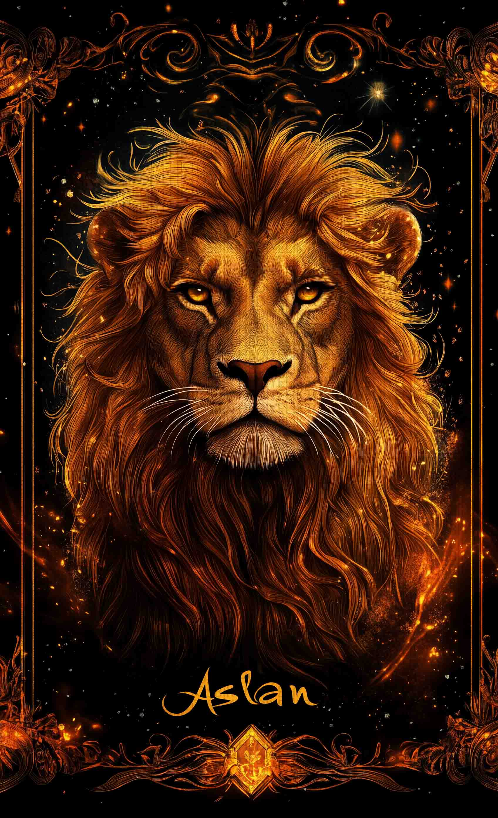 Aslan Burcu - Işıltılı Ahşap Poster