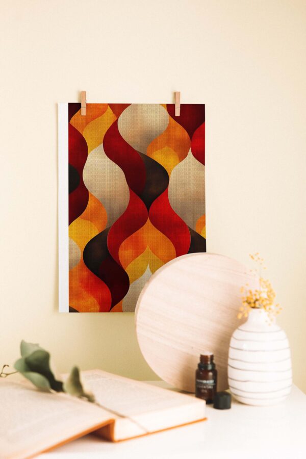 Retro Wave – Geometrik Desenli Ahşap Poster