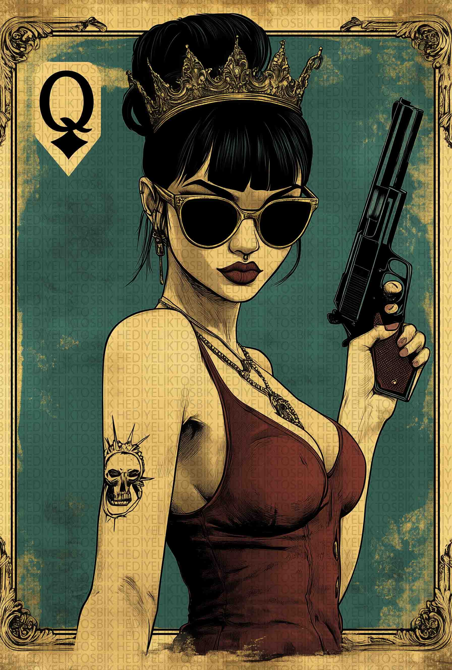 Queen of Spades - Retro Tarz Ahşap Poster