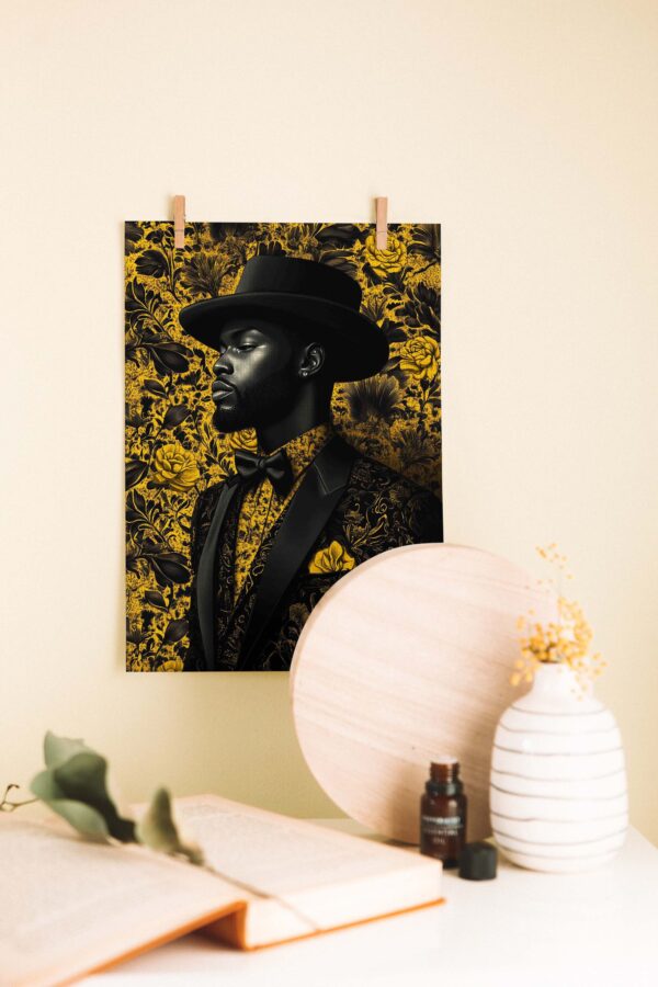 Golden Elegance – Dekoratif Ahşap Poster