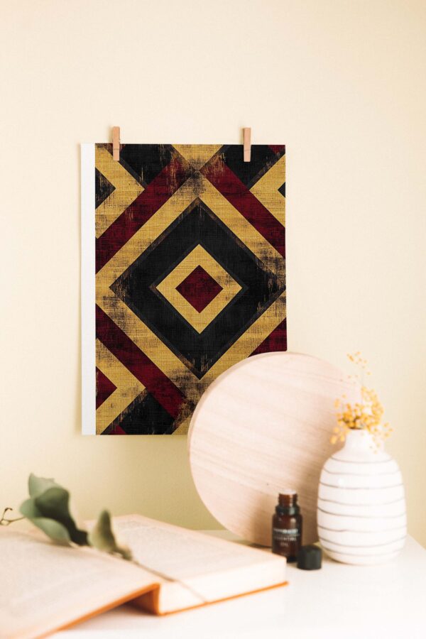 Retro Geometrik Desen – Ahşap Poster