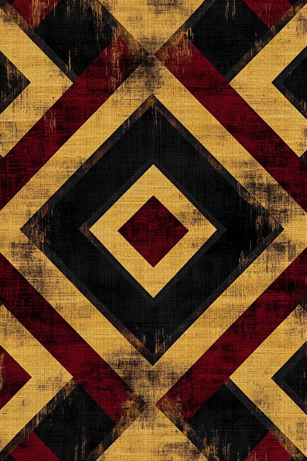 Retro Geometrik Desen – Ahşap Poster