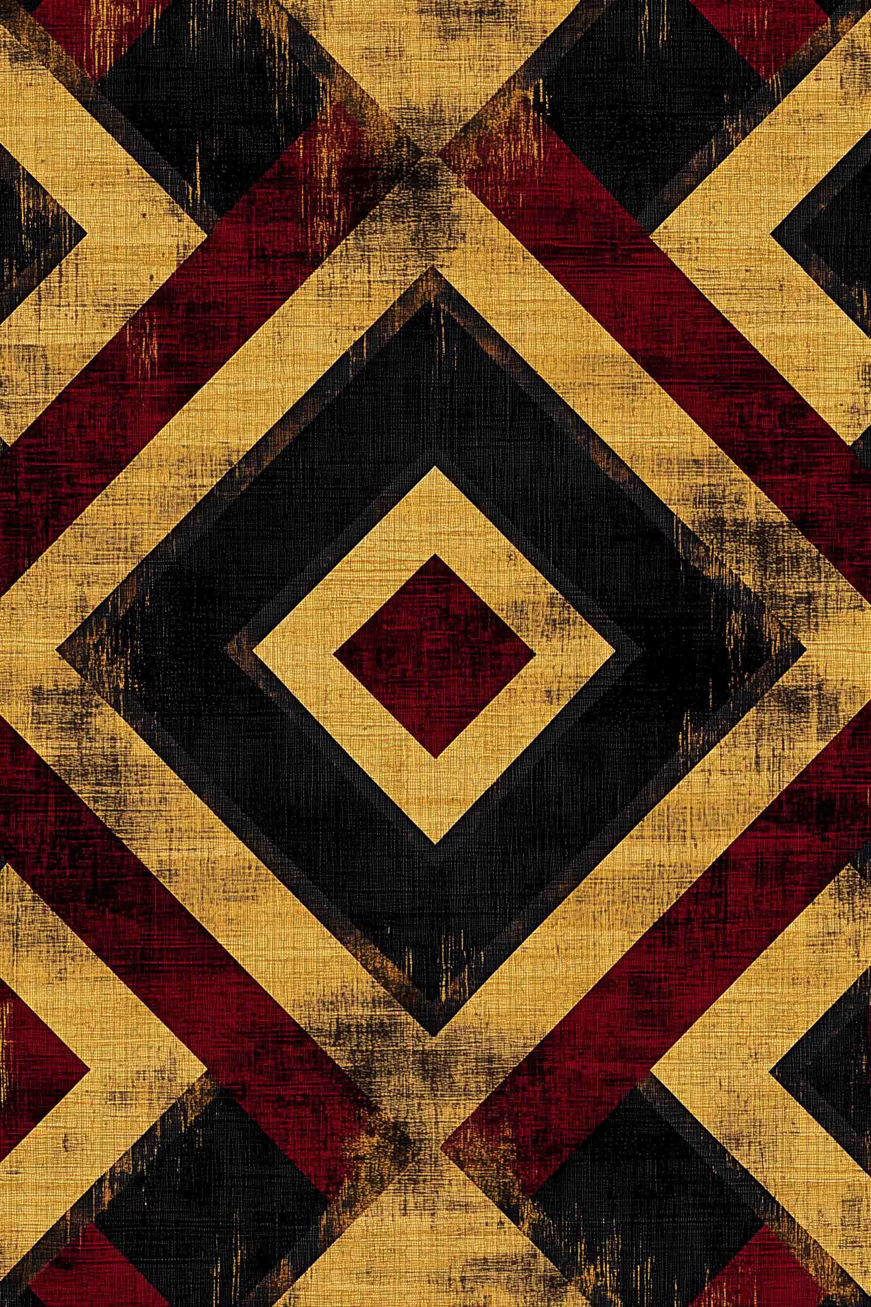Retro Geometrik Desen - Ahşap Poster
