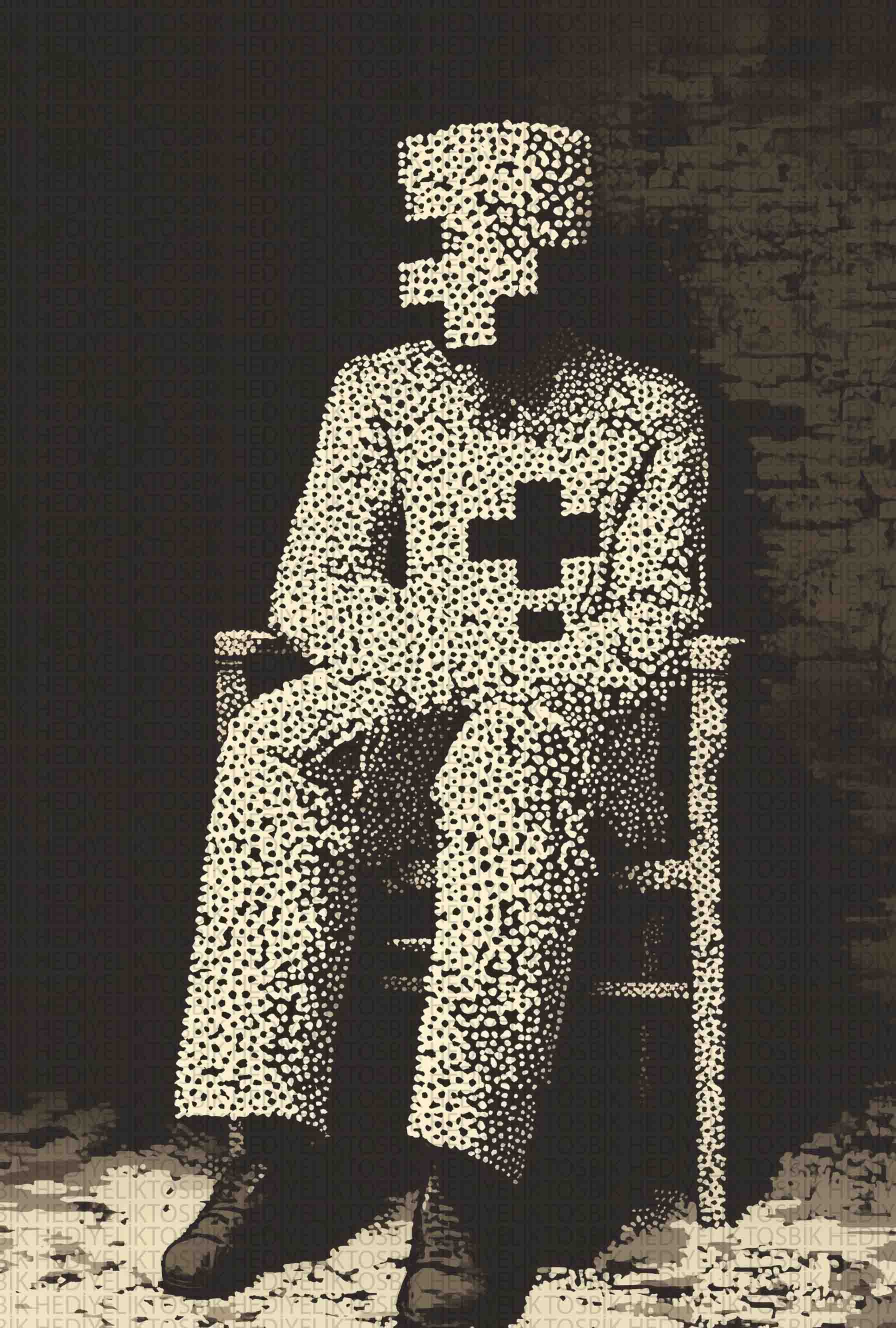 Bozuk Kimlik – Modern Sanat Ahşap Poster