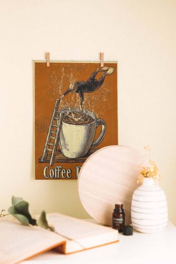 Coffee Diver – Retro Ahşap Poster