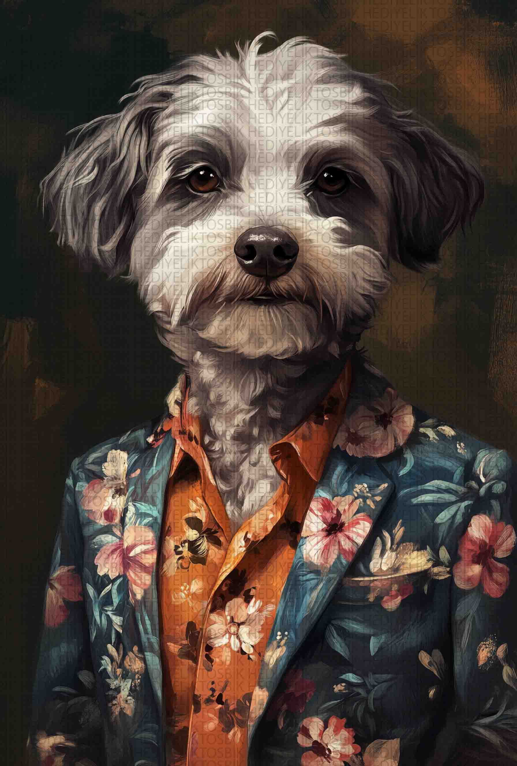 Stil Sahibi Dost – Vintage Köpek Portresi Ahşap Poster