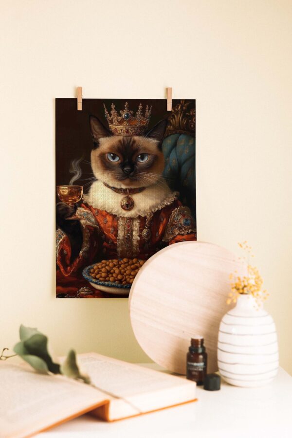 Kedi Majesteleri – Barok Tarzı Komik Kraliyet Kedi Ahşap Poster