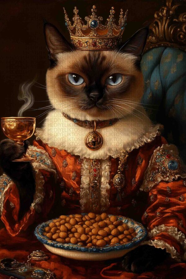 Kedi Majesteleri – Barok Tarzı Komik Kraliyet Kedi Ahşap Poster