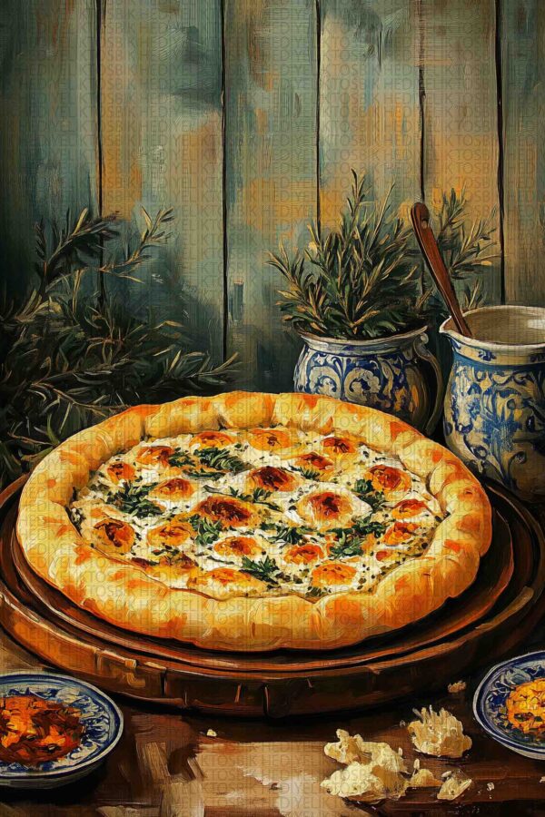Rustik Pizza Sofrası – Vintage Tarzda Ahşap Mutfak Posteri