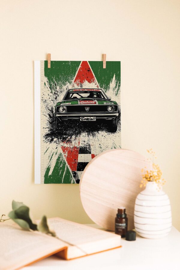 Castrol Yarış Efsanesi – Retro Stil Ralli Arabası Ahşap Poster