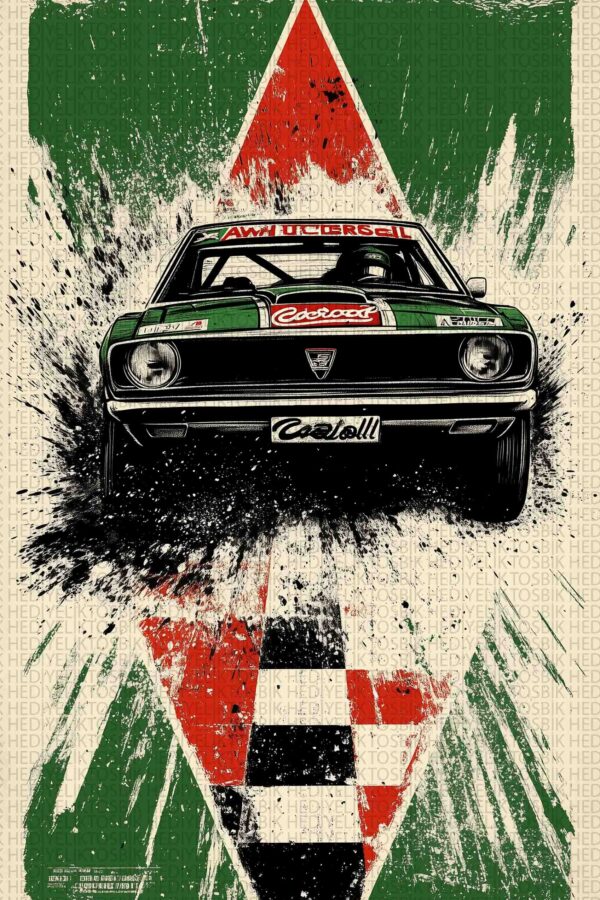 Castrol Yarış Efsanesi – Retro Stil Ralli Arabası Ahşap Poster