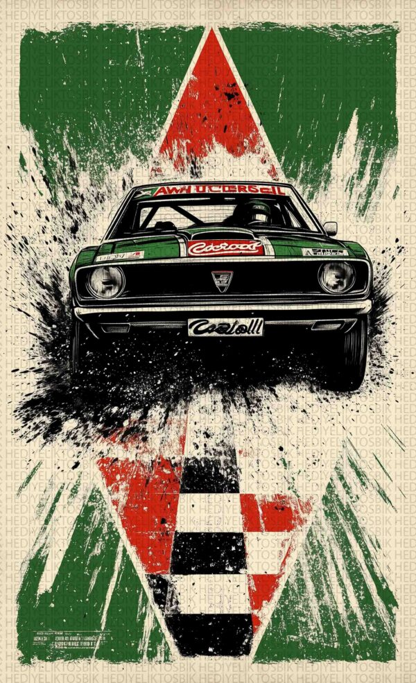 Castrol Yarış Efsanesi – Retro Stil Ralli Arabası Ahşap Poster