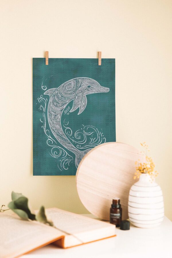 Desenli Yunus – Mandala Stili Modern Ahşap Poster