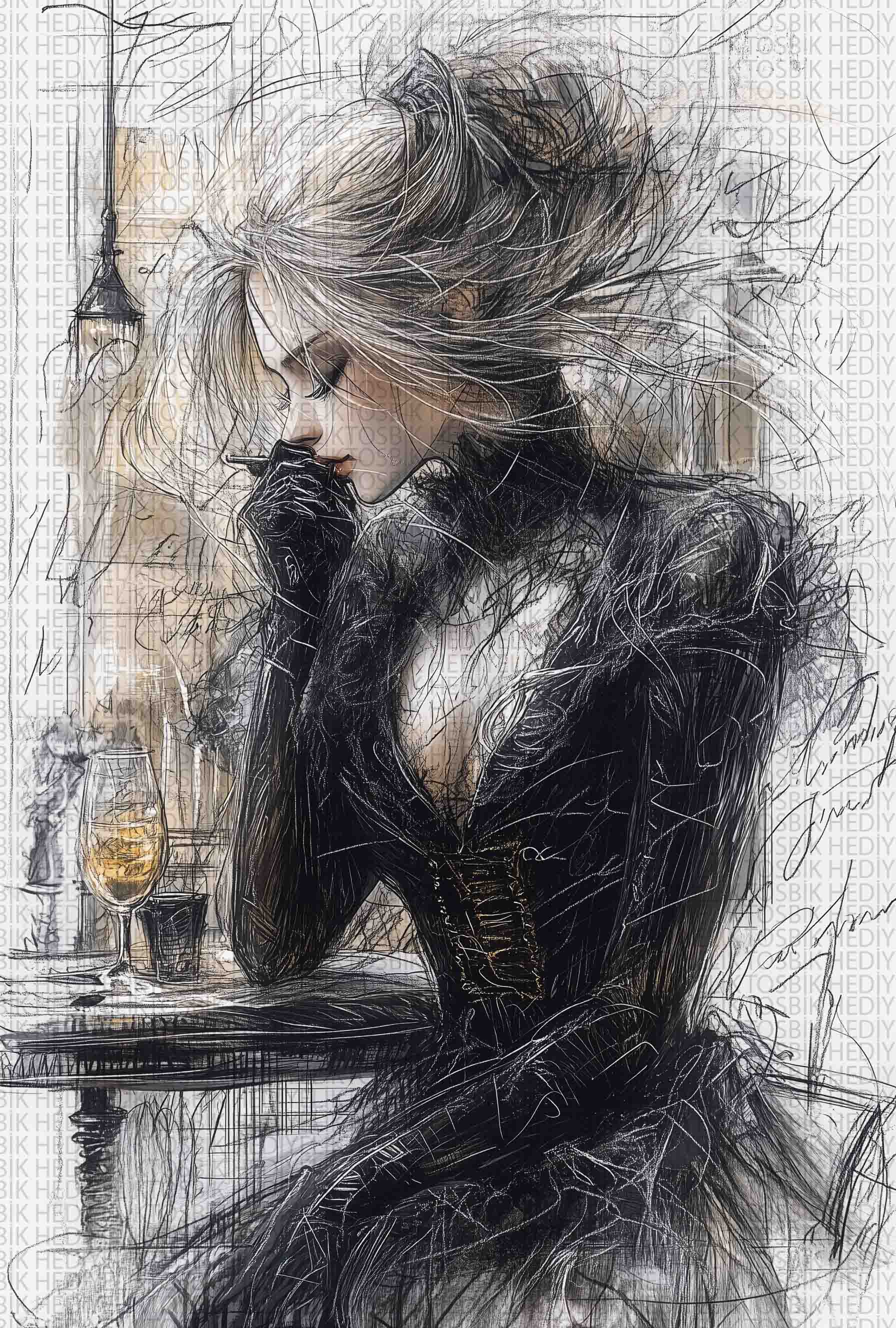 Melankoli – Gotik Zarafet Temalı Nostaljik Ahşap Poster