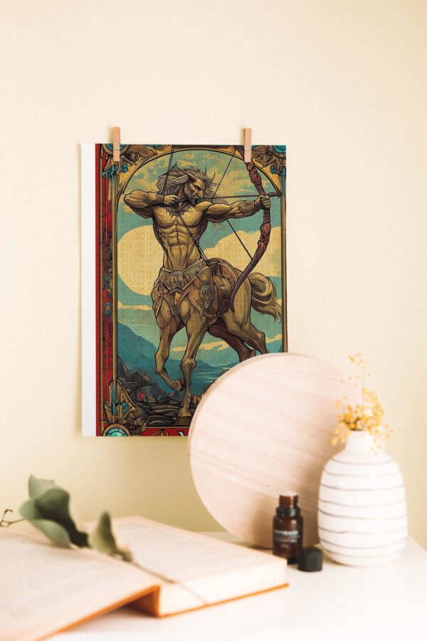 Yay Burcu – Mitolojik ve Retro Tarz Astrolojik Ahşap Poster